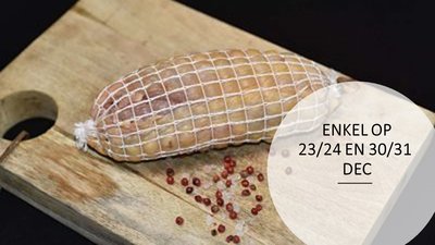 Dubbele parelhoenfilet opgevuld rauw  ong 400 gr ENKEL OP 23/24 DEC  EN 30/31 DEC